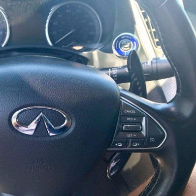 TOP SPEED PRO-1 Extended Length Carbon Fiber Paddle Shifter Kit – Fits Infiniti Q60 (2014–2017) – 7.25" Pair, Glossy UV Finish