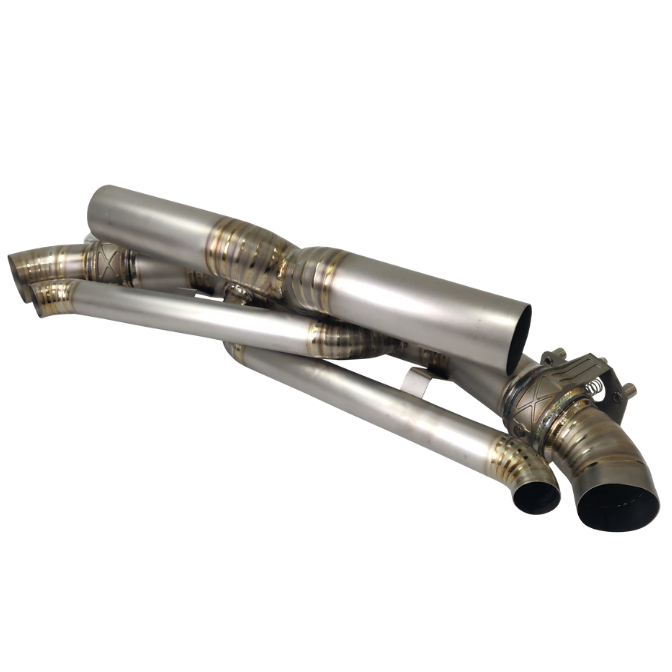 Porsche 992 Carrera 3.0L Turbo (2020–2024) Titanium Center X-Pipe Exhaust System with Valve Control – Raw / Burnt Blue / Burnt Purple | TOP SPEED PRO-1