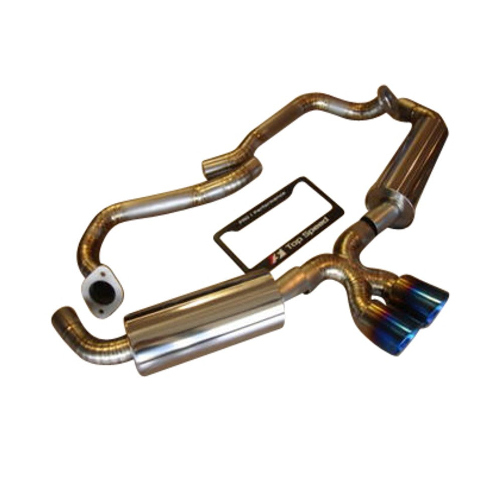Porsche Boxster / Cayman (2013–2016) Full Titanium Performance Exhaust System – Raw Titanium with Burnt Blue Tips | TOP SPEED PRO-1