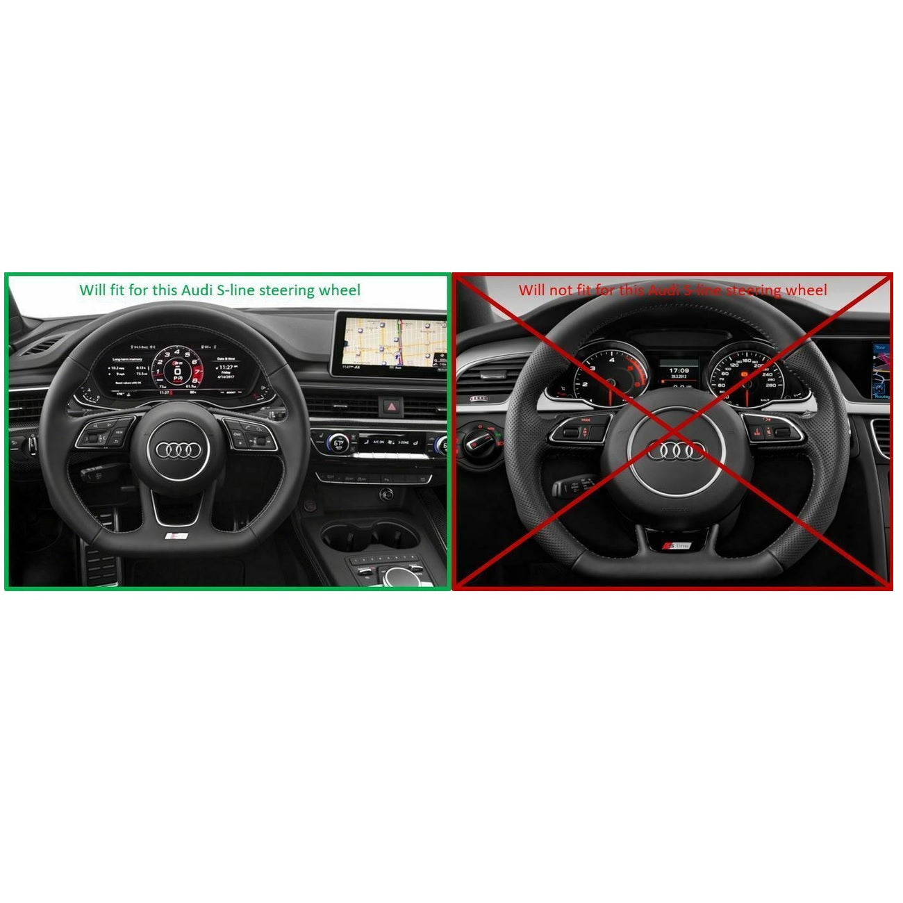 Audi S-Line Carbon Fiber Steering Wheel Cover – Glossy UV Finish | Fits A3 A4 A5 RS5 TT R8 2017–2020 | Show & Off-Road Use Only
