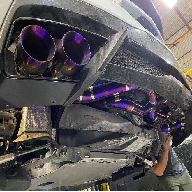 Chevrolet Corvette C8 6.2L V8 Full Titanium X-Pipe Exhaust System – Available in Burnt Purple, Burnt Blue, or Raw Titanium | TOP SPEED PRO-1