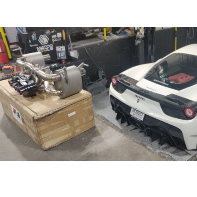 TOP SPEED PRO-1 Titanium Valved Cat-Back Exhaust System for Ferrari F458 Italia Coupe & Spider (2010–2015) – Factory Valve Compatible | Burnt Blue or Burnt Purple Finish