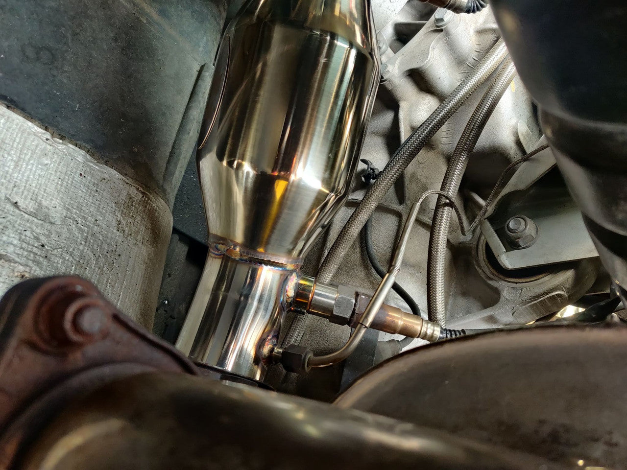 Top Speed Pro-1 High Flow Catalytic Converter Pipes for Ferrari 360 Modena Coupe & Spider 1999–2004 | T304 Stainless Steel | 200 Cell