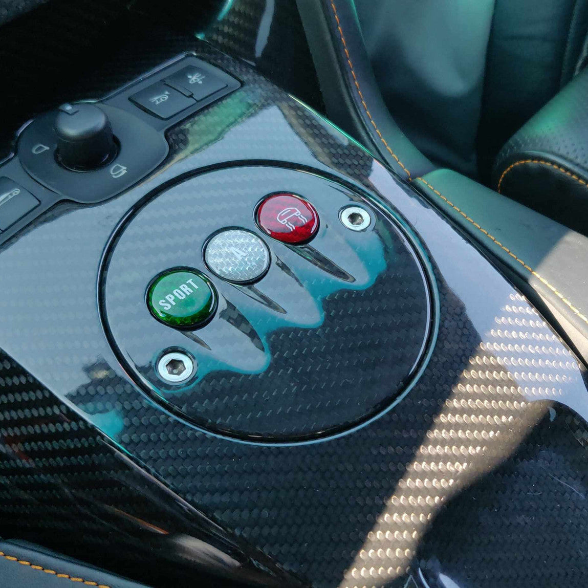 Top Speed Pro1 Carbon Fiber E-Gear Button Covers (Set of 4) — Lamborghini Gallardo 2004–2008 | TRI Color, Black, or Red Finish