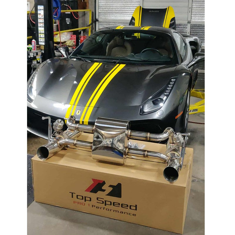 Ferrari 488 GTB Coupe & Spider Performance Exhaust System  T304 Brushed Stainless Steel with Valves – Fits 2016–2019 Models