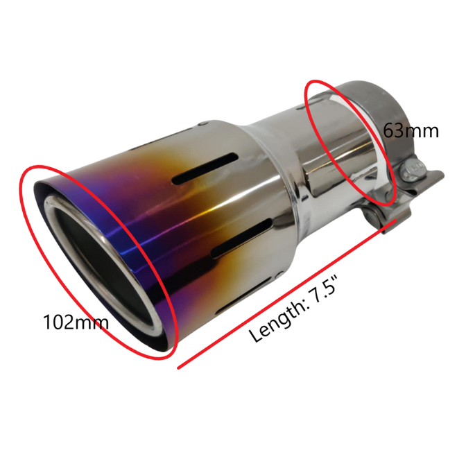 Titanium Universal TSP1 Slip on tip 89mm , 102mm , 114mm Clamp on option Blue or Purple