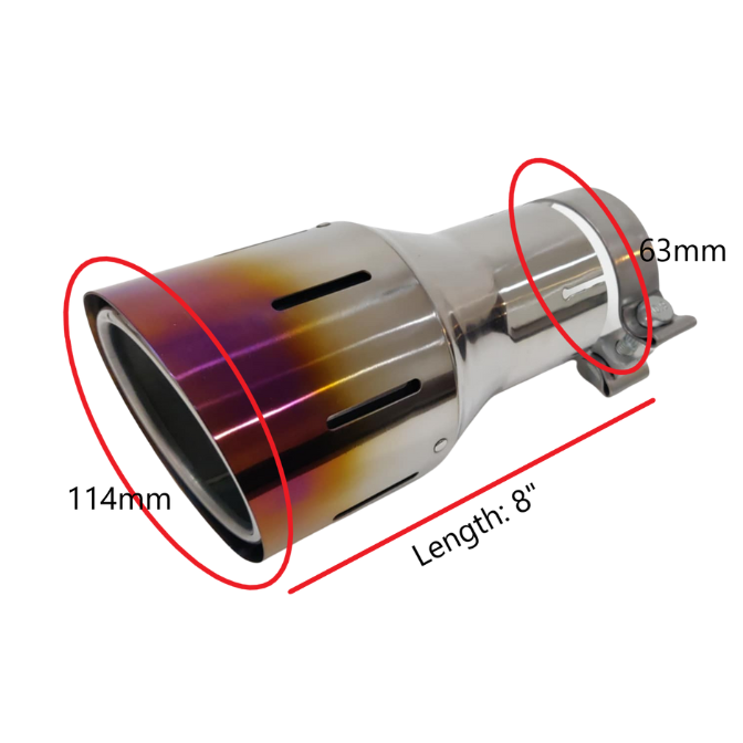 Titanium Universal TSP1 Slip on tip 89mm , 102mm , 114mm Clamp on option Blue or Purple