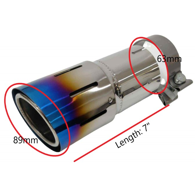 Titanium Universal TSP1 Slip on tip 89mm , 102mm , 114mm Clamp on option Blue or Purple