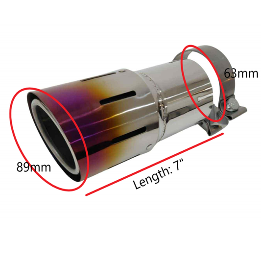 Titanium Universal TSP1 Slip on tip 89mm , 102mm , 114mm Clamp on option Blue or Purple