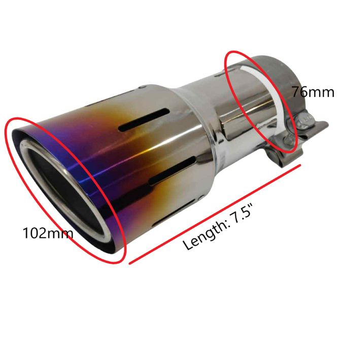 Titanium Universal TSP1 Slip on tip 89mm , 102mm , 114mm Clamp on option Blue or Purple