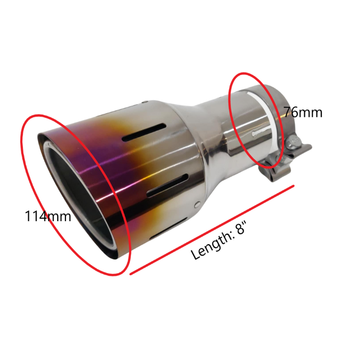 Titanium Universal TSP1 Slip on tip 89mm , 102mm , 114mm Clamp on option Blue or Purple