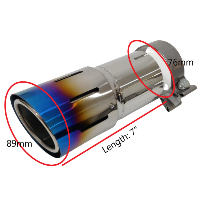 Titanium Universal TSP1 Slip on tip 89mm , 102mm , 114mm Clamp on option Blue or Purple