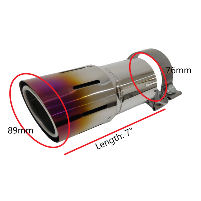 Titanium Universal TSP1 Slip on tip 89mm , 102mm , 114mm Clamp on option Blue or Purple