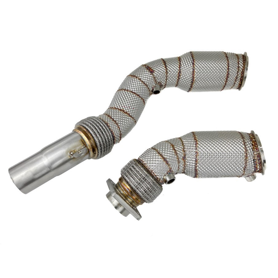 Top Speed Pro-1 BMW F80 M3 / F82 M4 200-Cell High-Flow Catted Turbo Downpipes with Heat Shield (2015–2020)