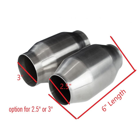T304 Stainless 200 Cell High Flow Catalytic Converter — 6" Length (2.5" / 3") | Exhaust Fabrication