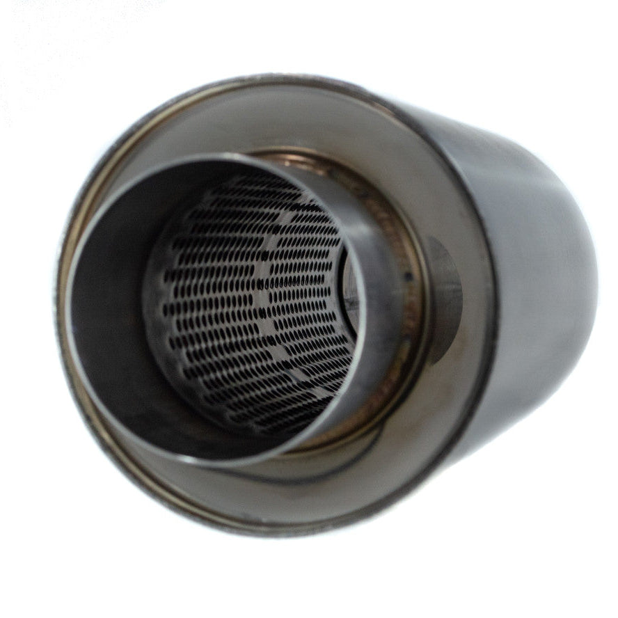 T304 Stainless Steel Round Muffler — 63mm (2.5") or 76mm (3") Single Outlet | Exhaust Fabrication Component