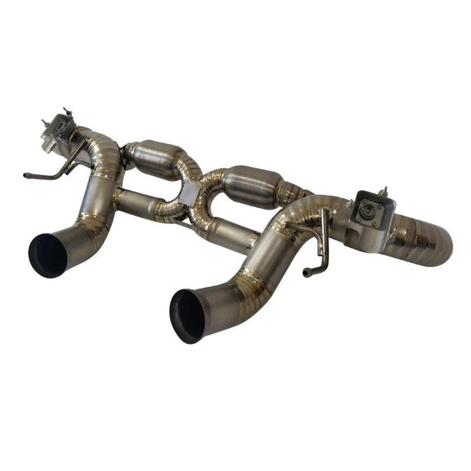 TOP SPEED PRO-1 Titanium X-Pipe Exhaust with Valves for McLaren GT 4.0L (2019–2023) – Burnt Blue, Burnt Purple, Raw Titanium Finish