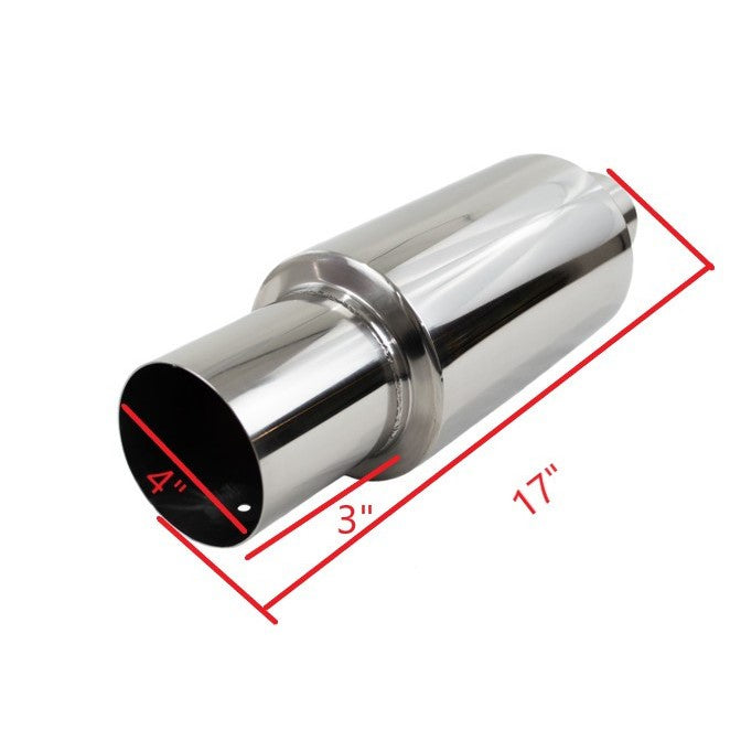 T304 Stainless Steel 3" Inlet N1 Universal Muffler with 4" Tip – High-Performance Exhaust Fabrication Component