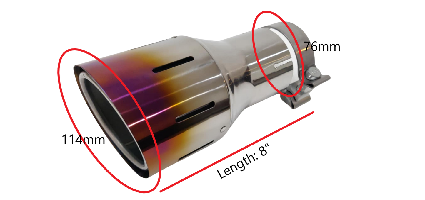 Top Speed Pro1 dual-layer burnt titanium exhaust tip 114mm (4.5") outlet 76mm (3") inlet Burnt Purple