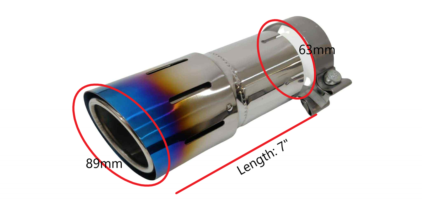Top Speed Pro1 dual-layer burnt titanium exhaust tip 89mm (3.5") outlet 63mm (2.5") inlet Burnt Blue