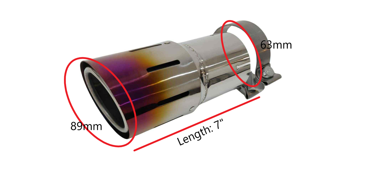 Top Speed Pro1 dual-layer burnt titanium exhaust tip 89mm (3.5") outlet 63mm (2.5") inlet Burnt Purple