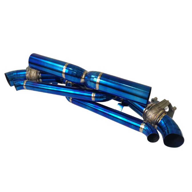 Porsche 992 Carrera 3.0L Turbo (2020–2024) Titanium Center X-Pipe Exhaust System with Valve Control – Raw / Burnt Blue / Burnt Purple | TOP SPEED PRO-1