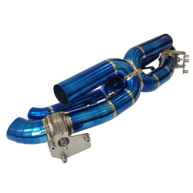 Porsche 992 Carrera 3.0L Turbo (2020–2024) Titanium Center X-Pipe Exhaust System with Valve Control – Raw / Burnt Blue / Burnt Purple | TOP SPEED PRO-1