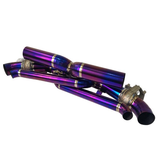Porsche 992 Carrera 3.0L Turbo (2020–2024) Titanium Center X-Pipe Exhaust System with Valve Control – Raw / Burnt Blue / Burnt Purple | TOP SPEED PRO-1