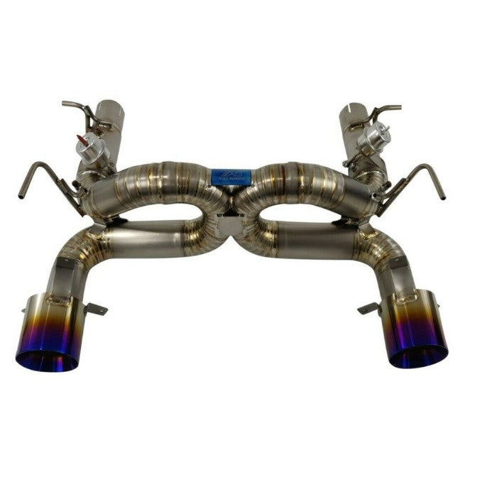 TOP SPEED PRO-1 Full Titanium Track-Spec X-Pipe Exhaust System with Valves for Ferrari F8 Tributo Coupe & Spider (2020–2022) – 76mm Piping | Dual 114mm Tips | Factory Valve Compatible