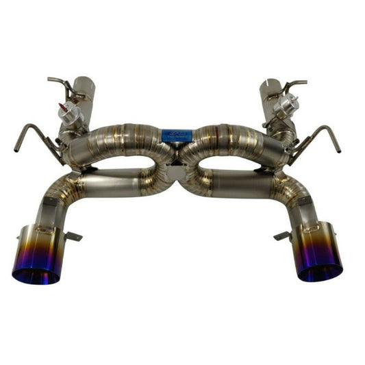 TOP SPEED PRO-1 Full Titanium Track-Spec X-Pipe Exhaust System with Valves for Ferrari F8 Tributo Coupe & Spider (2020–2022) – 76mm Piping | Dual 114mm Tips | Factory Valve Compatible