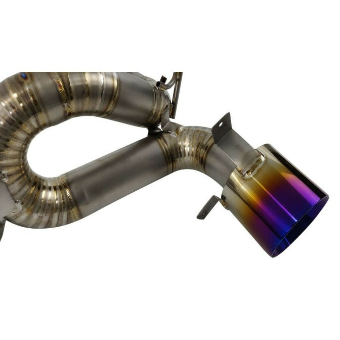 TOP SPEED PRO-1 Full Titanium Track-Spec X-Pipe Exhaust System with Valves for Ferrari F8 Tributo Coupe & Spider (2020–2022) – 76mm Piping | Dual 114mm Tips | Factory Valve Compatible