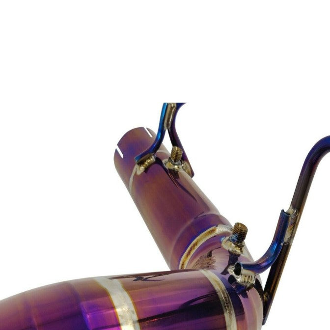 TOP SPEED PRO-1 Full Titanium Track-Spec Straight X-Pipe Exhaust System for Ferrari F8 Tributo Coupe & Spider (2020–2022) – Non-Valved | 76mm Piping | Dual 114mm Burnt Tips