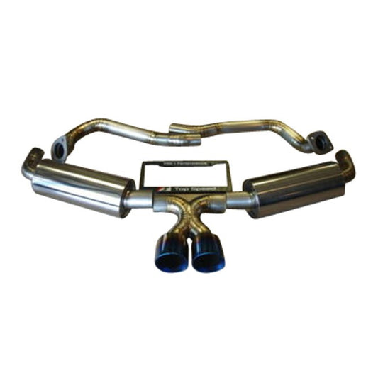 Porsche Boxster / Cayman (2013–2016) Full Titanium Performance Exhaust System – Raw Titanium with Burnt Blue Tips | TOP SPEED PRO-1