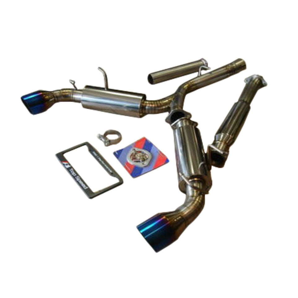 TOP SPEED PRO-1 Full Titanium Exhaust System with Test Pipe for Scion FRS 2013–2016 / Subaru BRZ 2013–2019 / Toyota GT86 2017–2019 – 76mm Piping | 102mm Bevel Tips | 19 lbs Lightweight