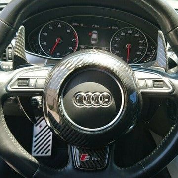 Audi Carbon Fiber Steering Wheel Center Cover – Fits A3 A4 A5 A6 A7 A8 S-Line RS Models 2008–2017 | Glossy UV Finish | Easy 3M Install