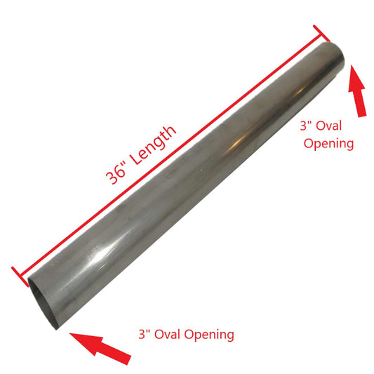 76mm x 36" Oval Straight Tubing / Pipe – T304 Stainless Steel (3" Equivalent) | SS Exhaust Fabrication Component