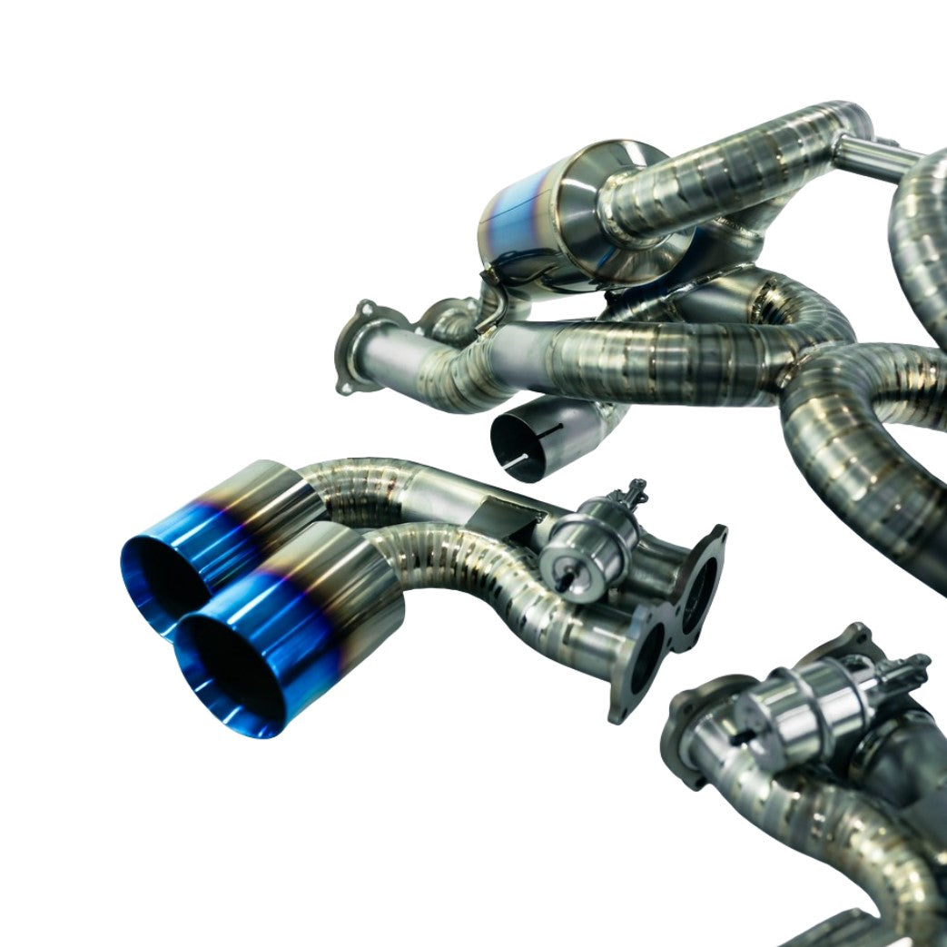 TOP SPEED PRO-1 Titanium Valved Performance Exhaust System for Ferrari F430 Coupe & Spider (2005–2009) – Factory Valve Compatible | 76mm Bevel-Cut Tips | 45% Lighter