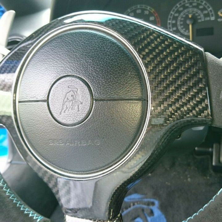 Lamborghini Murciélago Carbon Fiber Steering Wheel Center Cover – Fits All Models 2001–2010 | Glossy UV Finish | Easy 3M Install | Show Use Only