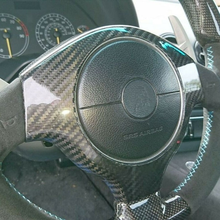 Lamborghini Murciélago Carbon Fiber Steering Wheel Center Cover – Fits All Models 2001–2010 | Glossy UV Finish | Easy 3M Install | Show Use Only