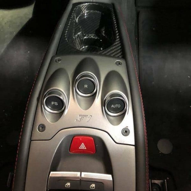 Ferrari 458 Italia / 458 Spider Carbon Fiber Center Console Drink Holder – 2010–2015 | Glossy UV Finish | Easy Clean Replacement