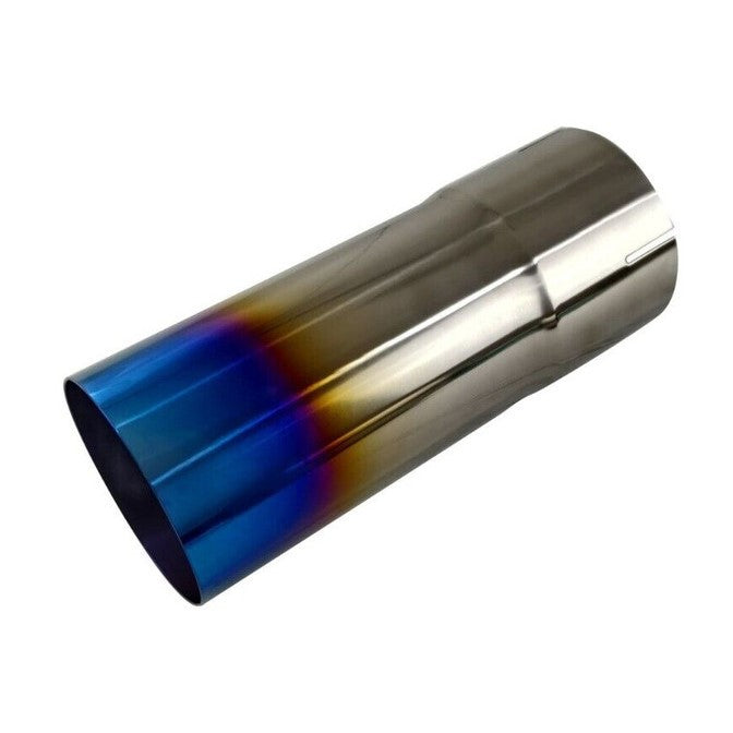 Full Titanium Clamp-On Exhaust Tip – JDM Bosozoku Style (89/102/114mm) – Burned Blue/Purple/Raw