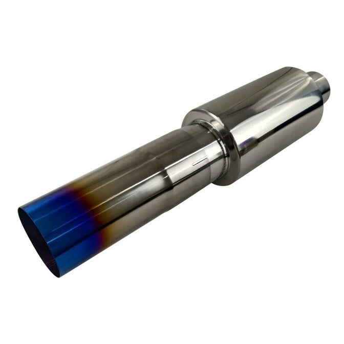 Full Titanium Clamp-On Exhaust Tip – JDM Bosozoku Style (89/102/114mm) – Burned Blue/Purple/Raw