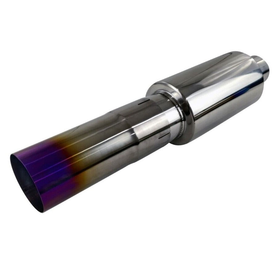 Full Titanium Clamp-On Exhaust Tip – JDM Bosozoku Style (89/102/114mm) – Burned Blue/Purple/Raw