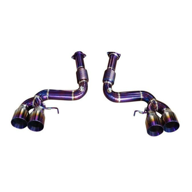 Chevrolet Corvette C8 6.2L V8 Full Titanium Straight Pipe Exhaust System – 114mm Quad Tips | Available in Burnt Blue, Burnt Purple, or Raw Finishes | TOP SPEED PRO-1