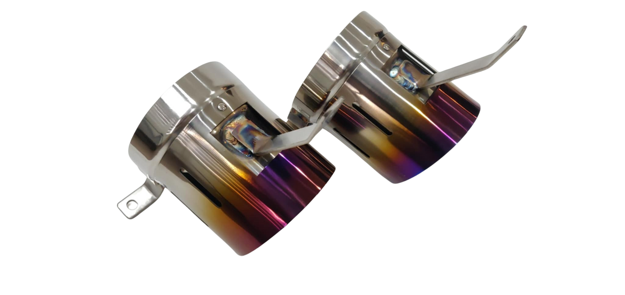 TOP SPEED PRO-1 Titanium Exhaust Tips for Ferrari 488 GTB (2016–2020) – Blue or Purple Titanium Finish | Dual-Layer Design | Direct Bolt-On Upgrade