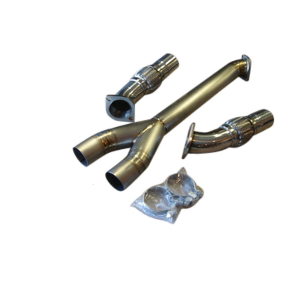 Nissan GTR R35 (2009–2019) Titanium 3" Catless Turbo Y-Pipe / Mid Pipe | Top Speed Pro-1 | 76mm Mandrel Bent | T304 Flex Sections | TIG Welded