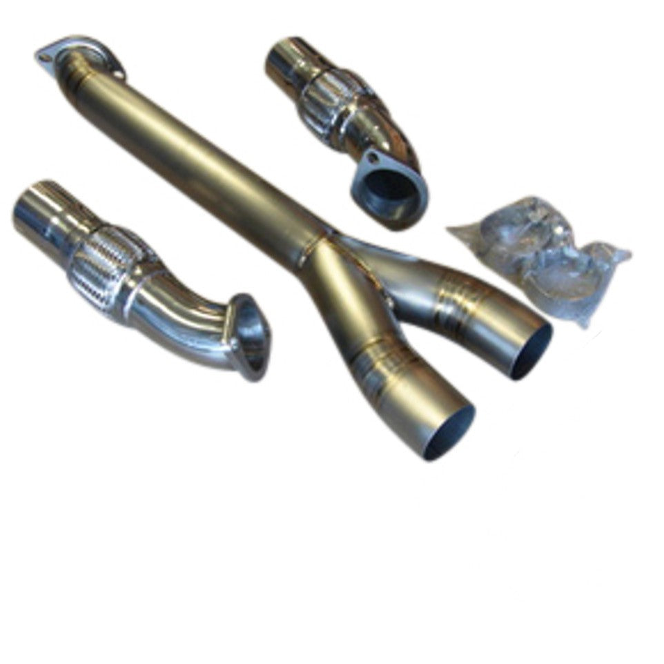 Nissan GTR R35 (2009–2019) Titanium 3" Catless Turbo Y-Pipe / Mid Pipe | Top Speed Pro-1 | 76mm Mandrel Bent | T304 Flex Sections | TIG Welded