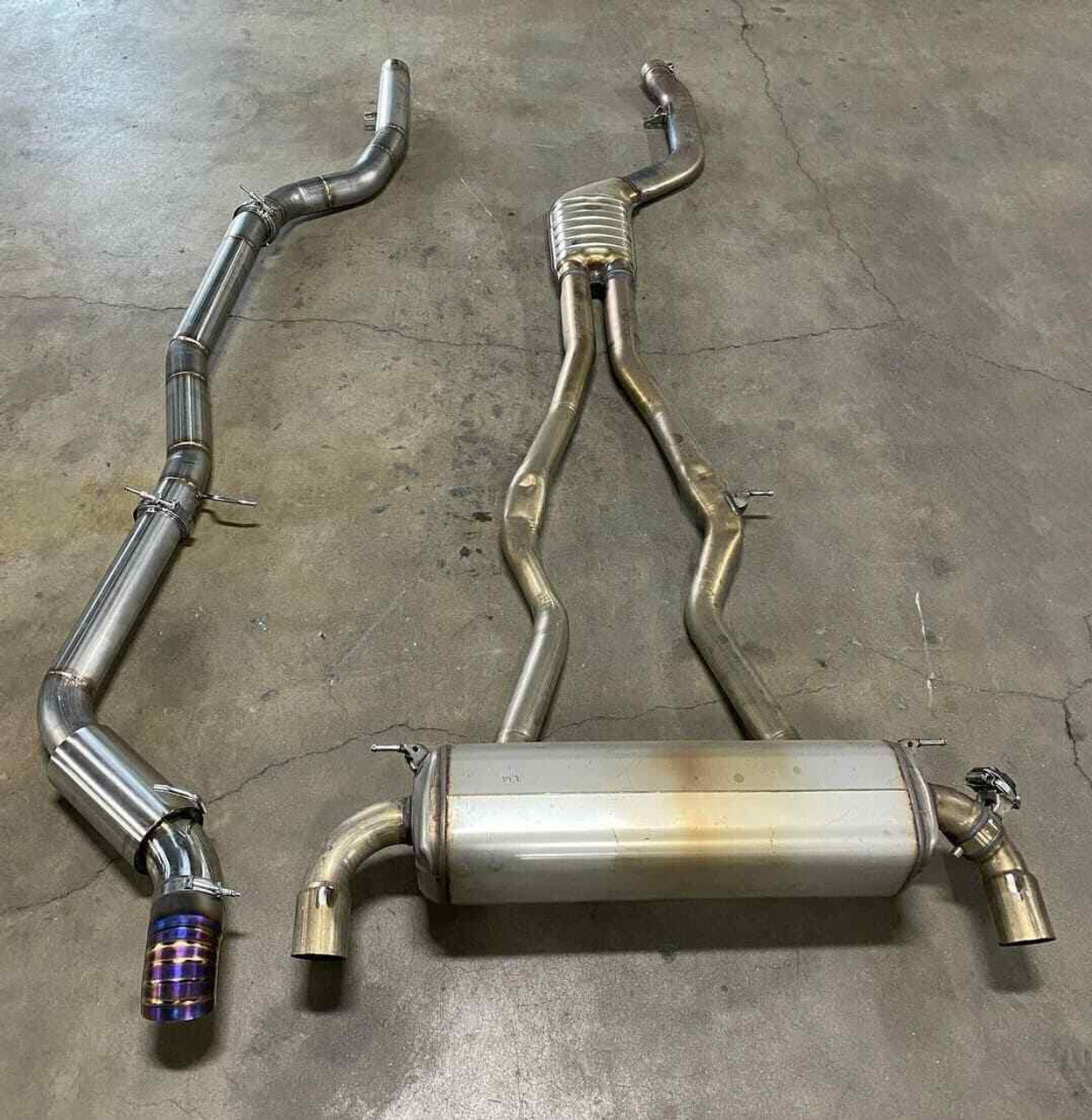 Toyota A90 Supra GR 3.0 (2020–2022) 3.5" Single-Side Cat-Back Exhaust System – Full Titanium | Burnt Blue / Burnt Purple / Raw